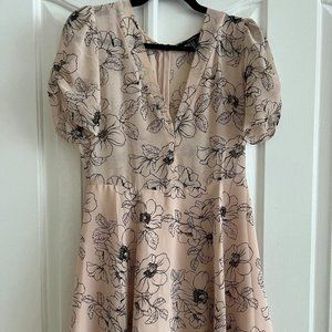 FOREVER 21 FLORAL THIGH LENGTH PINK TEA DRESS
